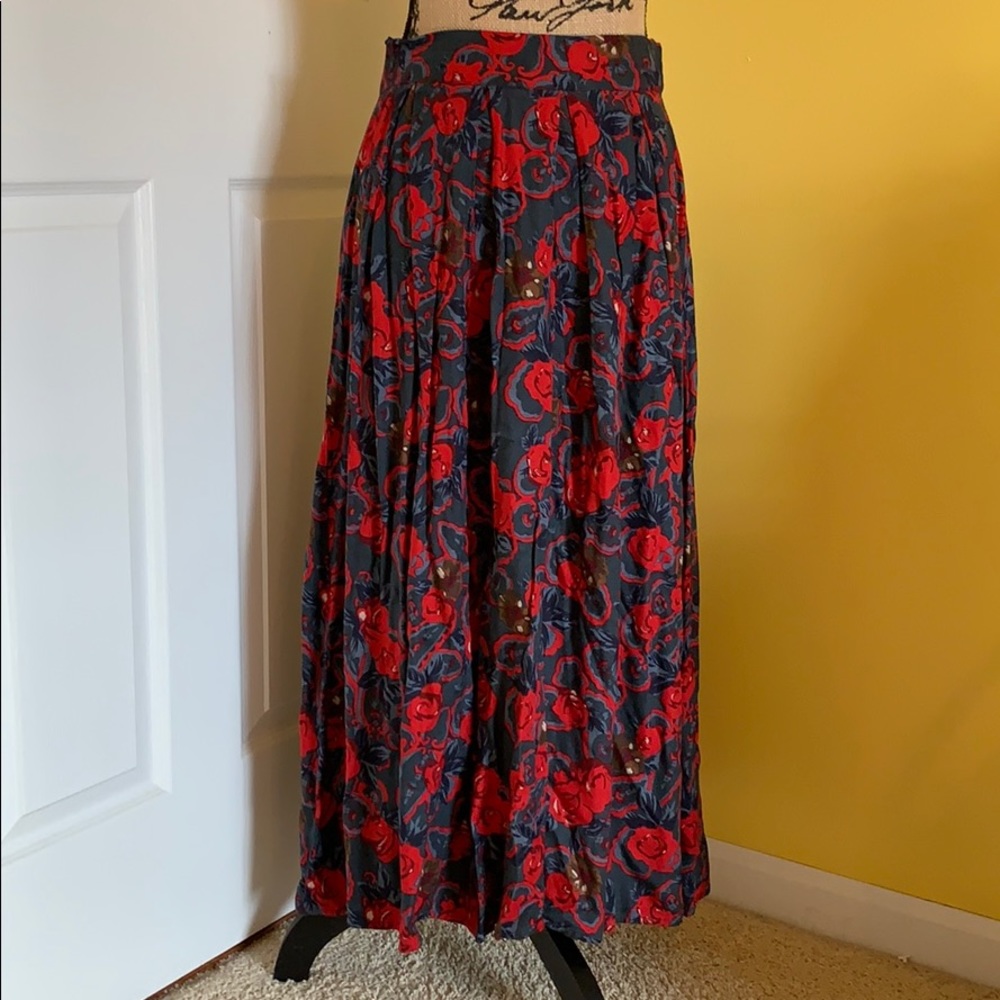 floral print long skirt L